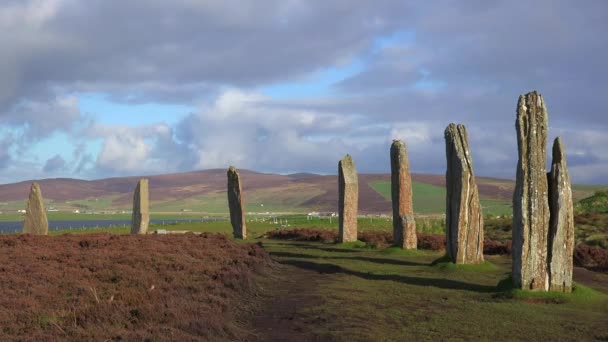 Pedras Celtas Circulares Sagradas Nas Ilhas Orkney Norte Escócia — Vídeo de Stock