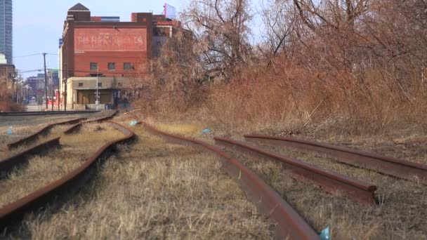 Ustalanie Ujęcia Przemysłowego Panoramy Cleveland Ohio — Wideo stockowe