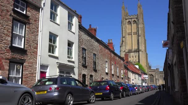 Una Toma Establecida Ciudad Wells Inglaterra — Vídeo de stock