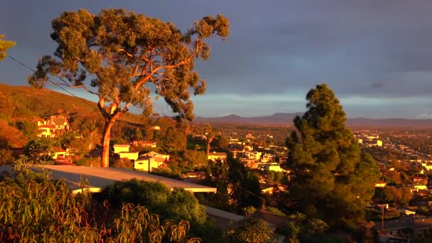 Sonnenuntergang Hinter Ventura Camarillo Und Oxnard Kalifornien — Stockvideo