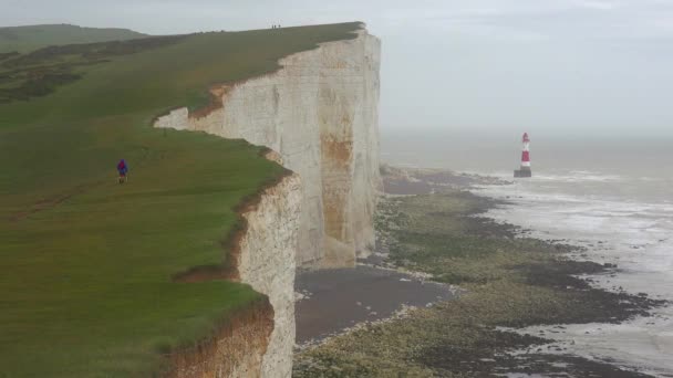 Lighthouse White Cliffs Dover Beachy Head Southern England — Stock Video