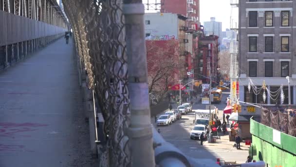 Barrio Chino Escena Urbana Nueva York Desde Puente Manhattan — Vídeos de Stock