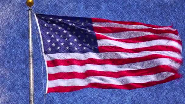 アメリカの旗はアニメのグラフィックで飛ぶ — ストック動画