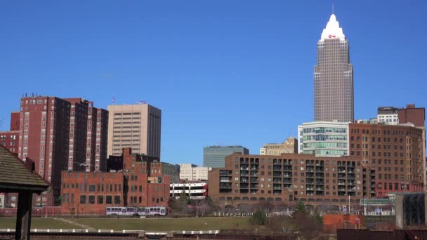 Ustalanie Ujęcia Panoramy Cleveland Ohio — Wideo stockowe