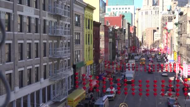 Etablera Hög Vinkel Skott Chinatown Distriktet New York — Stockvideo