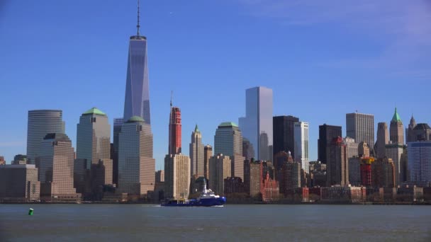 Pengambilan Gambar Pendirian Distrik Keuangan New York City Termasuk Menara — Stok Video