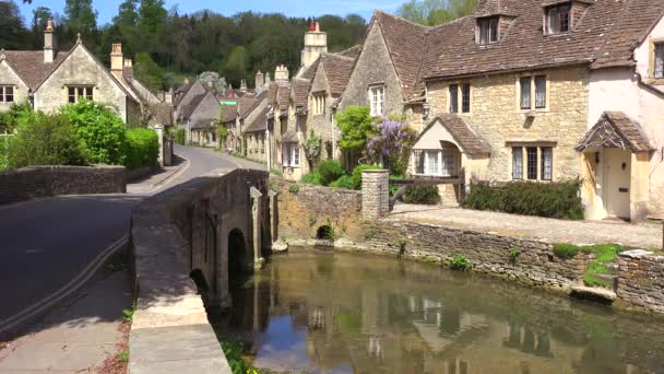 Die Idyllische Stadt Castle Combe Der Englischen Landschaft — Stockvideo