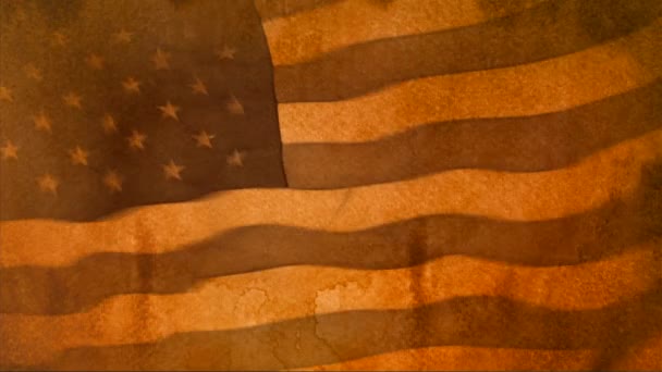 Sepia Stonowana Amerykańska Flaga Powiewa Wietrze Zatrzymaniu Ruchu — Wideo stockowe