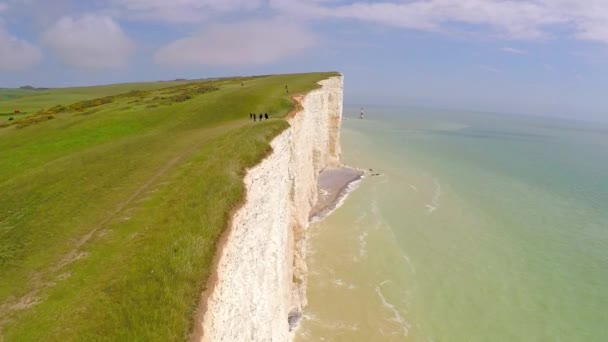 Prachtige Luchtfoto Van Witte Kliffen Van Dover Bij Beachy Head — Stockvideo
