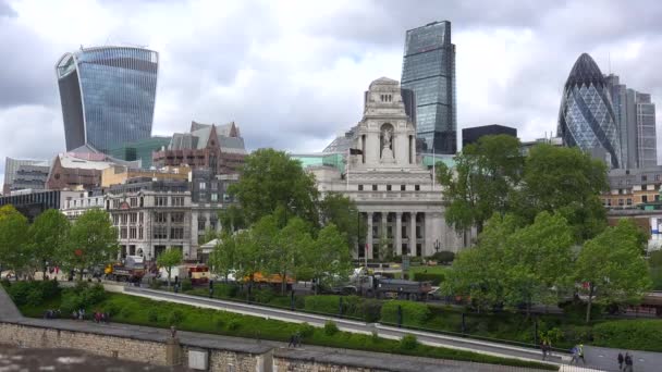 Встановлений Знімок Walkie Talkie Інших Ділових Будівель Центрі Лондона Англія — стокове відео