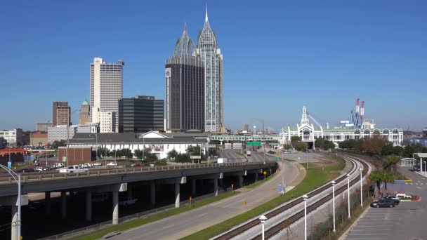 Grande Centro Cidade Estabelecendo Tiro Mobile Alabama — Vídeo de Stock