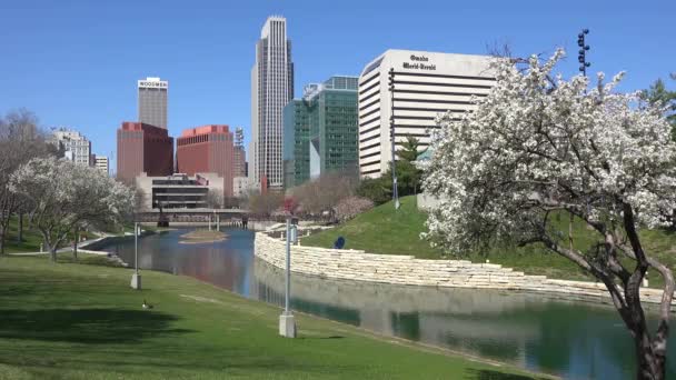 Estabelecendo Tiro Centro Omaha Nebraska — Vídeo de Stock