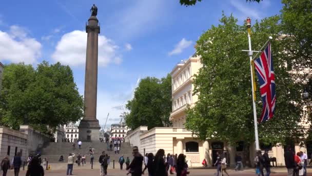 Plan Ensemble Trafalgar Square Londres Angleterre Par Une Journée Ensoleillée — Video