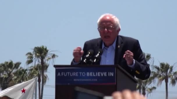 Bernie Sanders Speaks Front Huge Crowd Political Rally — Stock Video