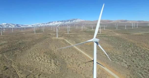 カリフォルニアのクリーンエネルギーを生み出すモハベ砂漠の風力発電所 — ストック動画