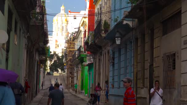 Estabelecendo Tiro Das Ruas Coloridas Havana Velha Cuba — Vídeo de Stock