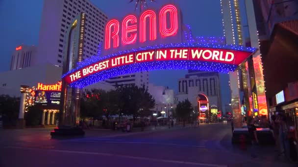 Arco Reno Ilumina Por Noche — Vídeo de stock