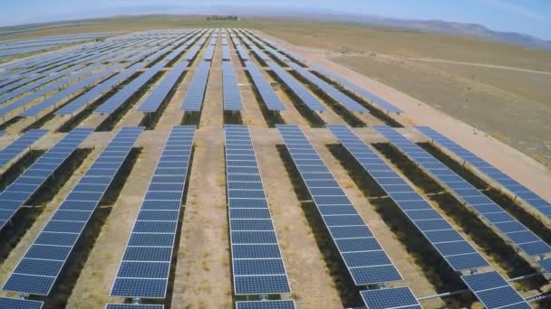 Εναέρια Πάνω Από Μια Τεράστια Ηλιακή Συστοιχία Αγρόκτημα Στην Έρημο — Αρχείο Βίντεο