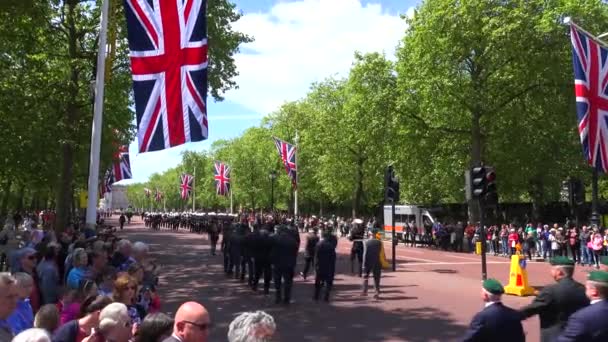 Britse Legerveteranen Marcheren Een Ceremoniële Parade Mall Londen Engeland — Stockvideo