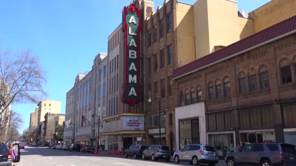 Alabamai Színház Felvétele Birmingham Belvárosában Alabamában — Stock videók