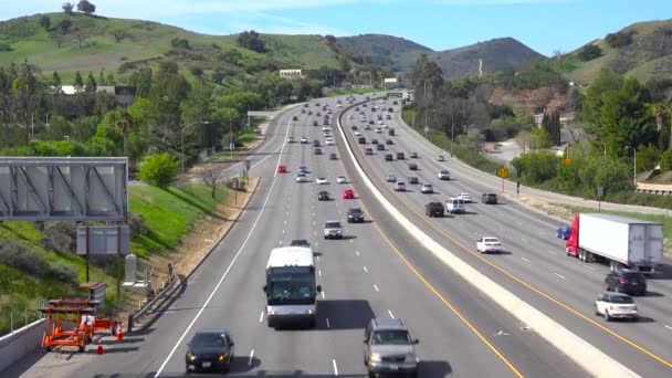Vysoký Úhel Pohledu Rušnou Kalifornskou Dálnici Ventura County — Stock video