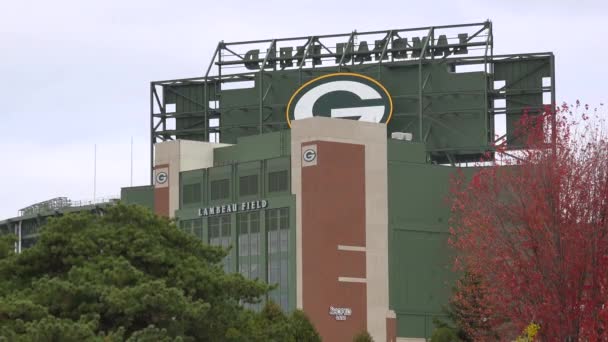 Καθιέρωση Στιγμιότυπου Του Lambeau Field Έδρα Των Συσκευαστών Του Nfl — Αρχείο Βίντεο