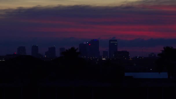 Die Skyline Von Tampa Florida Bei Sonnenuntergang — Stockvideo