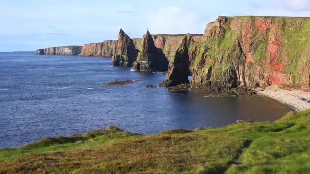 Establecimiento Tiro Las Hermosas Gaviotas Mar Duncansby Head Norte Escocia — Vídeos de Stock