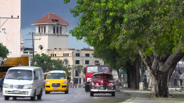 Klasszikus Régi Autók Utaznak Havanna Utcáin Kubában — Stock videók