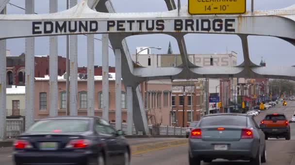 Puente Edmund Pettus Sitio Histórico Derechos Civiles Conduce Selma Alabama — Vídeos de Stock