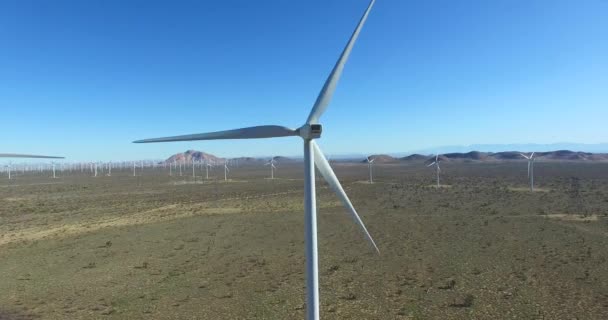 Wüstenwindpark Mojave Erzeugt Saubere Energie Für Kalifornien — Stockvideo