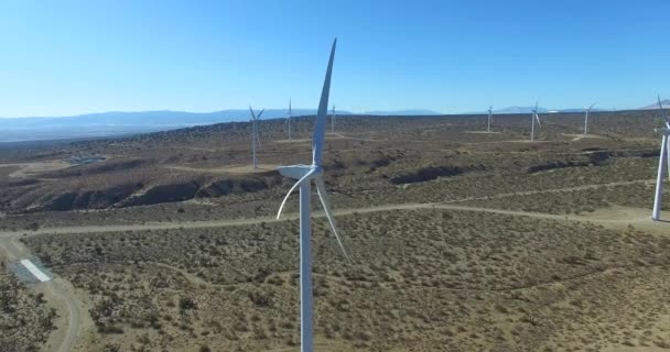 Wüstenwindpark Mojave Erzeugt Saubere Energie Für Kalifornien — Stockvideo