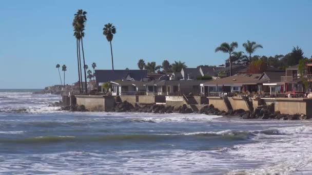 Zuid Californië Strandhuizen Tijdens Een Zeer Grote Storm Evenement — Stockvideo