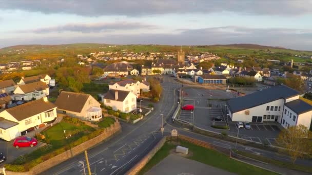 Krásný Stoupající Letecký Snímek Města Amylwch Wales — Stock video