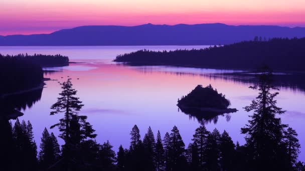 Belo Amanhecer Estabelecendo Tiro Emerald Bay Lago Tahoe — Vídeo de Stock