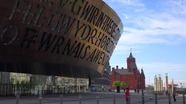 Dobre Ujęcie Millennium Center Cardiff Walia — Wideo stockowe