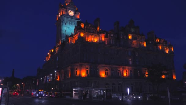 Zdjęcie Edynburga Szkocja Nocą — Wideo stockowe