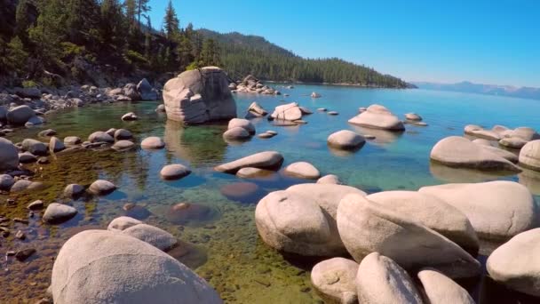 Ett Luftskott Över Vackra Stenblock Lake Tahoe Nevada — Stockvideo