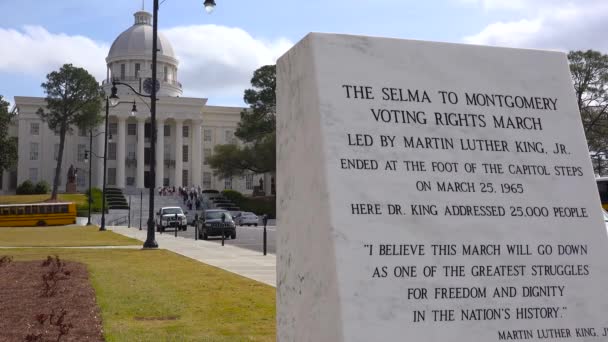 Montgomery Başkent Binası Nın Dışında Bir Plaket Var Selma Dan — Stok video