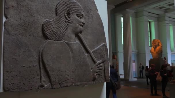 Famose Sculture Antiche Manufatti Scavati Nimrud Iraq Ora Nel British — Video Stock