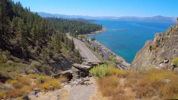 Piękny Widok Powietrza Ukazuje Jezioro Tahoe — Wideo stockowe