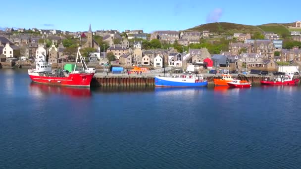 Oprichting Schot Van Een Boot Van Haven Bij Stromness Orkney — Stockvideo