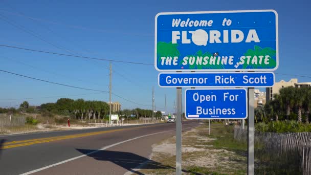 Znak Wita Podróżnych Florydzie — Wideo stockowe