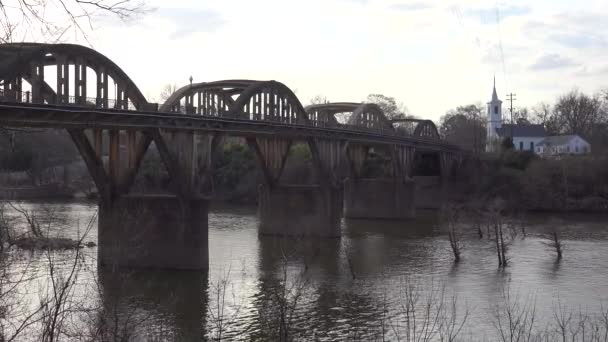 Miasto Wetumpka Alabama Pięknym Mostem Rzece Coosa — Wideo stockowe