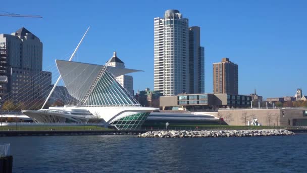 Stabilire Colpo Del Futuristico Milwaukee Art Museum — Video Stock