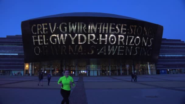 Gute Einspielung Des Millennium Center Cardiff Wales — Stockvideo