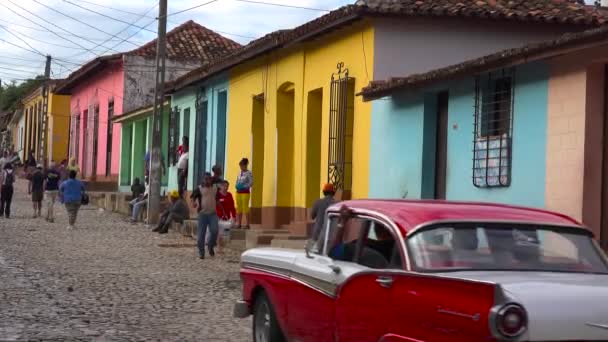 Beau Cliché Des Bâtiments Des Rues Pavées Trinidad Cuba Avec — Video