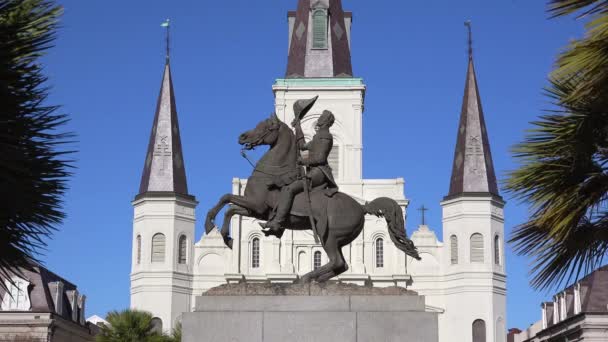 Bela Praça Jackson Catedral Louis Nova Orleães Louisiana — Vídeo de Stock