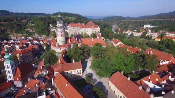 Letecký Pohled Nad Ceskem Krumlov Krásná Malá Česká Vesnice České — Stock video