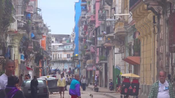 Grote Opname Van Drukke Straten Steegjes Van Oude Stad Havana — Stockvideo